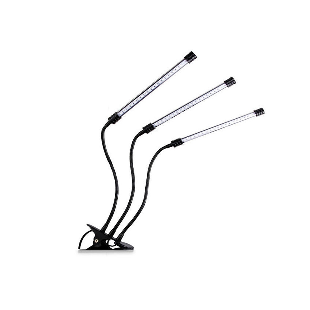 Dimmable&Timming 15-18W LED Three Heads Plant Grow Light with Clip, Table LED Grow Lamp